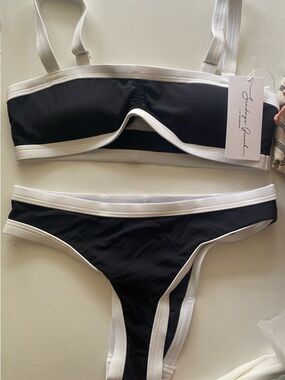 Sunday Best Black & White Ribbed Two-Piece Bikini